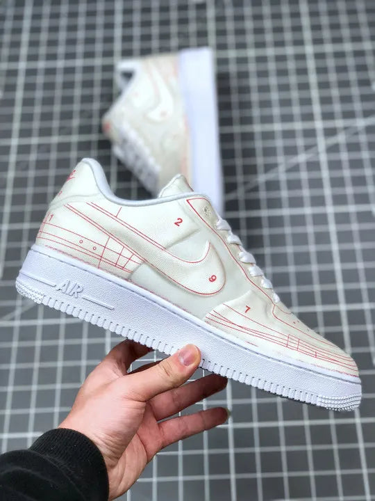 Nike AF1 Blueprint White Red - Hình 4
