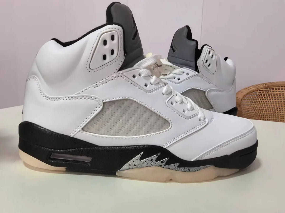premium Air Jordan 5 Retro White Black - Hình 2