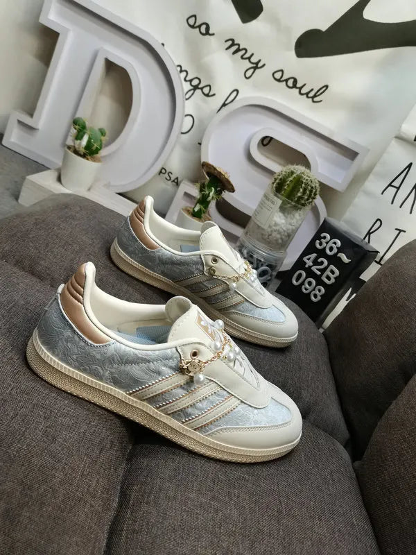 Adidas Samba Floral Grey Gold - Hình 3