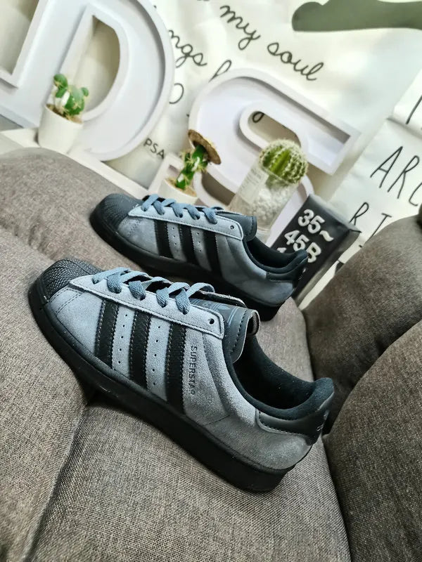 suede Adidas Superstar Gray Black - Hình 5