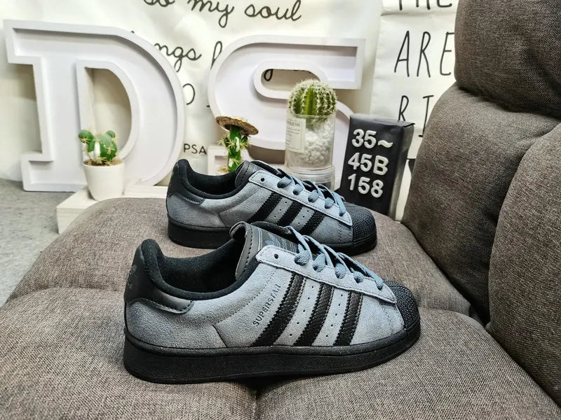 suede Adidas Superstar Gray Black