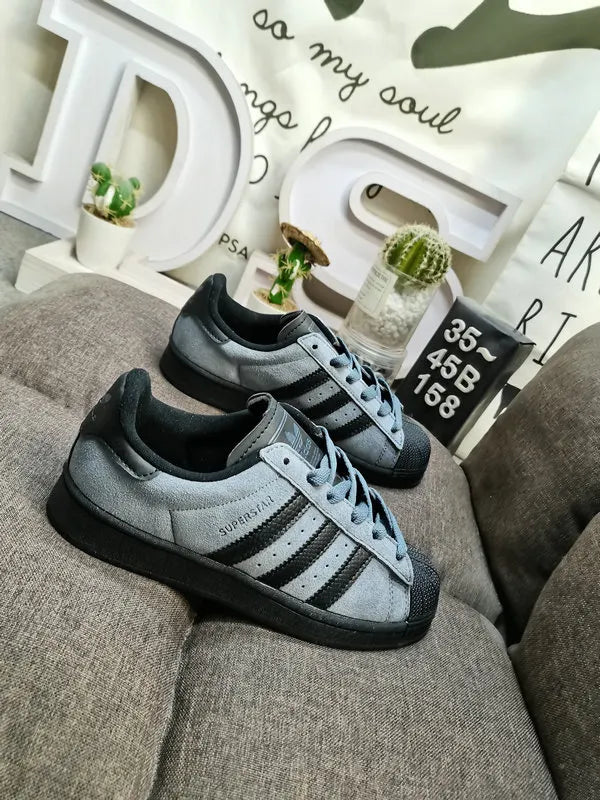 suede Adidas Superstar Gray Black - Hình 3