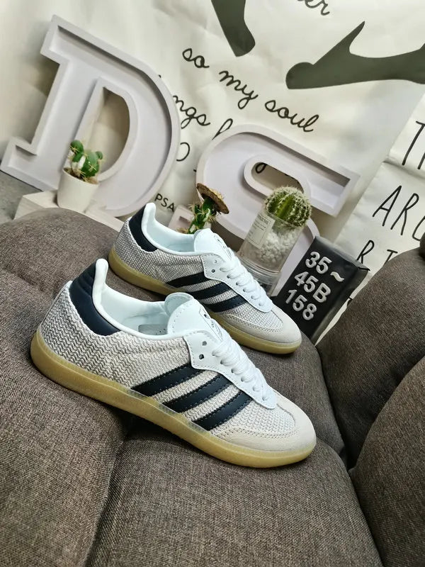 classic Adidas Samba Knit White Navy - Hình 3