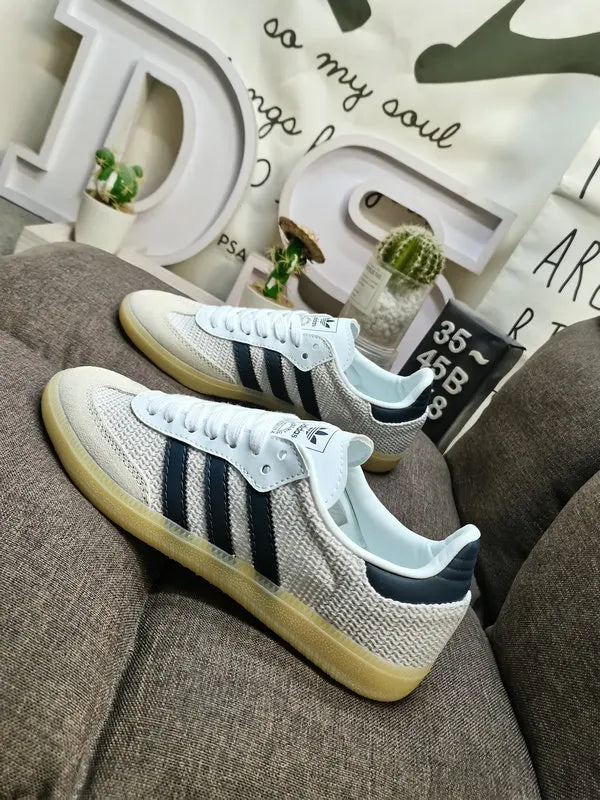 classic Adidas Samba Knit White Navy - Hình 5