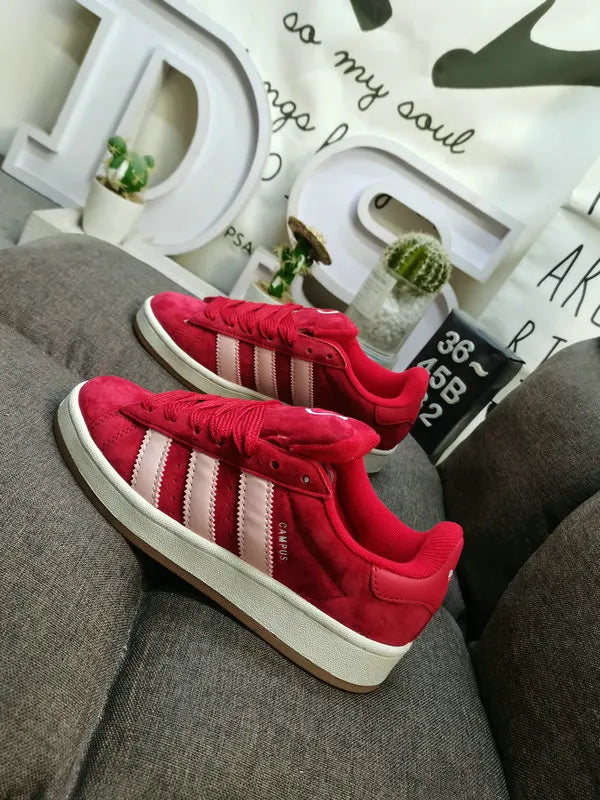pink Adidas Campus Red Suede - Hình 5