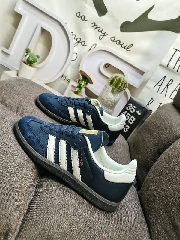 Adidas Samba Navy White classic leather - Hình 5