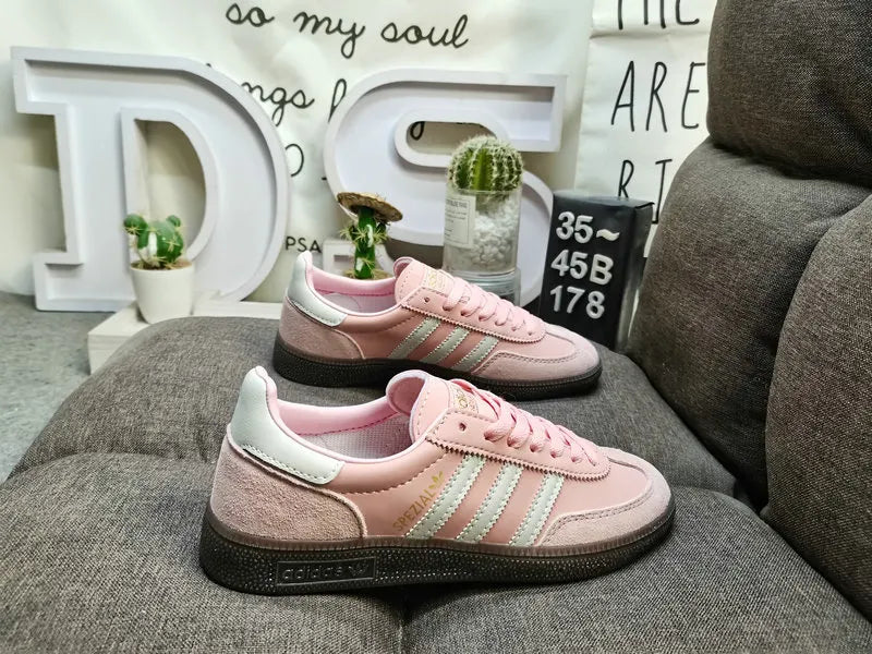 silver Adidas Spezial Pink Suede