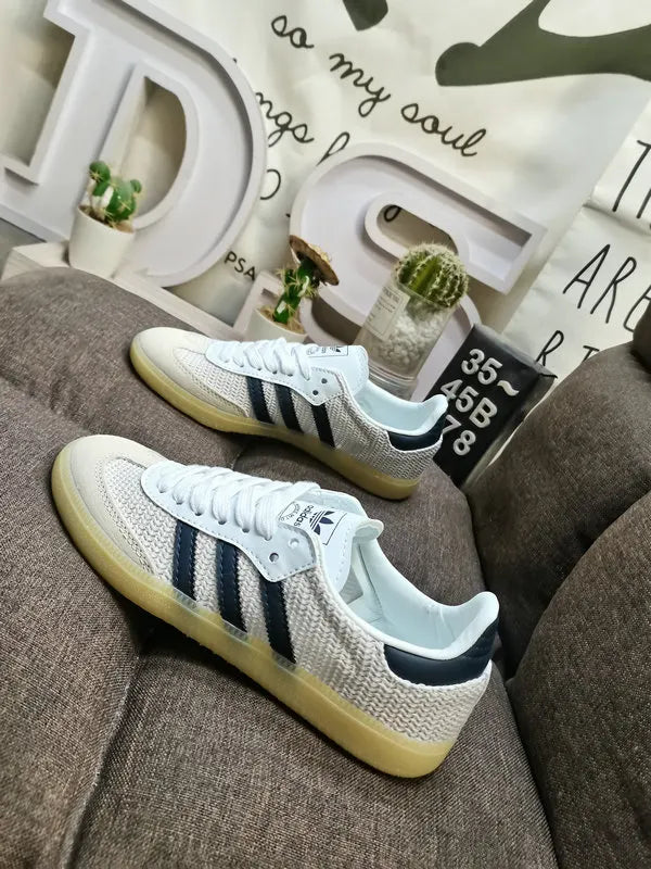 Adidas Samba Woven White Navy - Hình 5