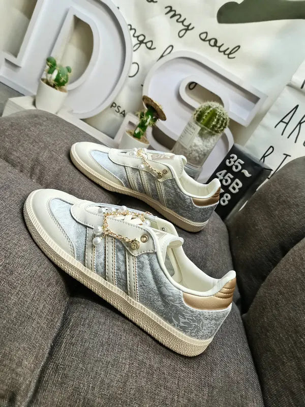 designer Adidas Samba Silver Floral Pearl - Hình 5