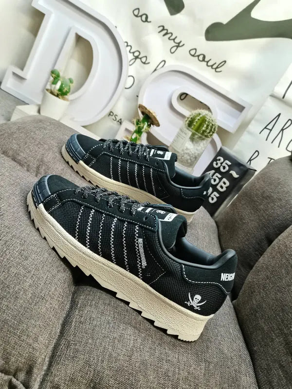 rugged Adidas Superstar Black Denim - Hình 4