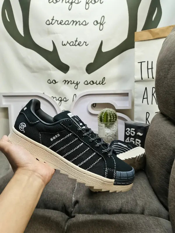 rugged Adidas Superstar Black Denim - Hình 6