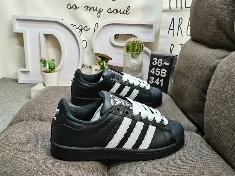 classic Adidas Superstar All Black Leather
