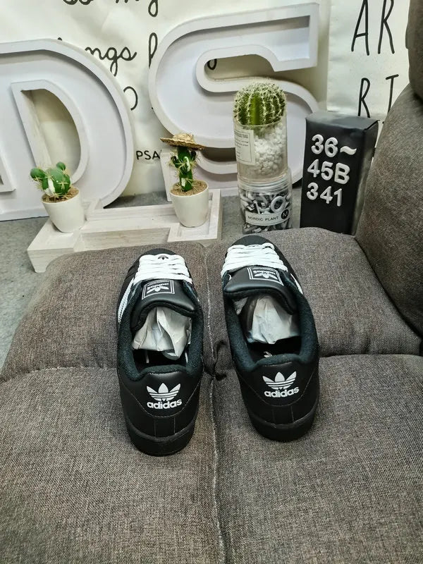 classic Adidas Superstar All Black Leather - Hình 4