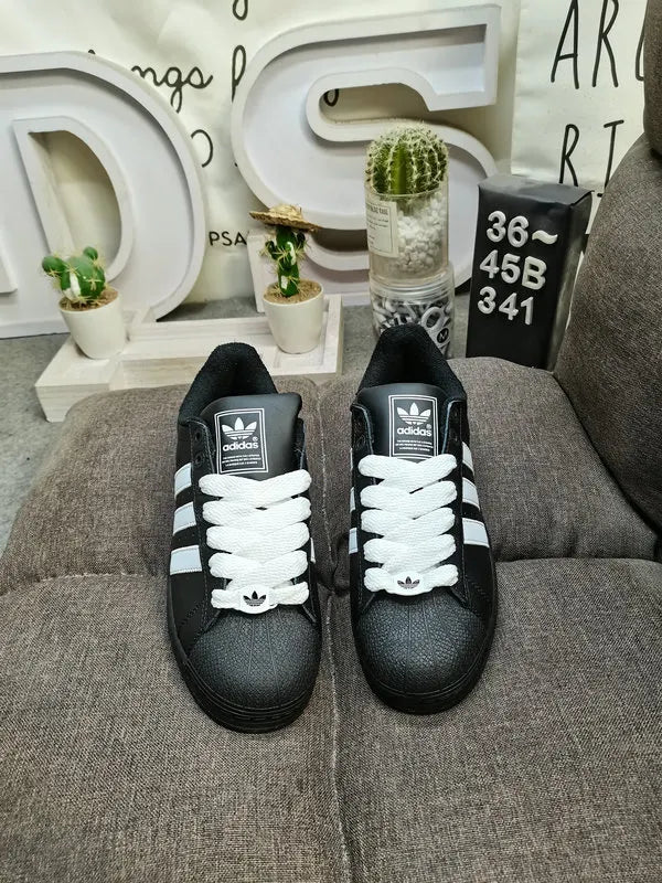 classic Adidas Superstar All Black Leather - Hình 2
