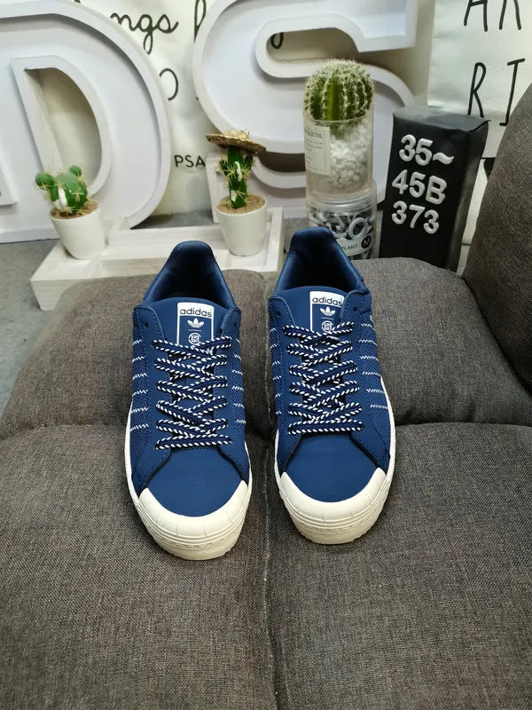 serrated Adidas Superstar Blue Textile - Hình 2
