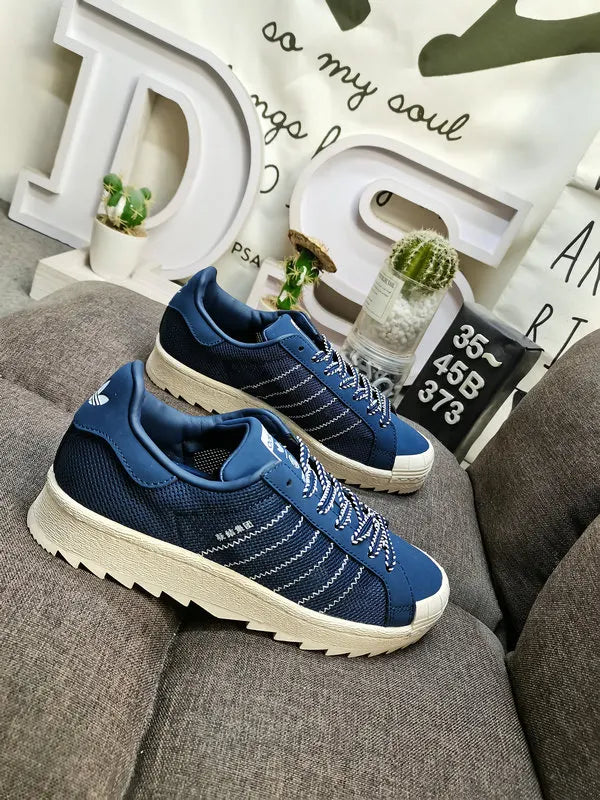 serrated Adidas Superstar Blue Textile - Hình 3