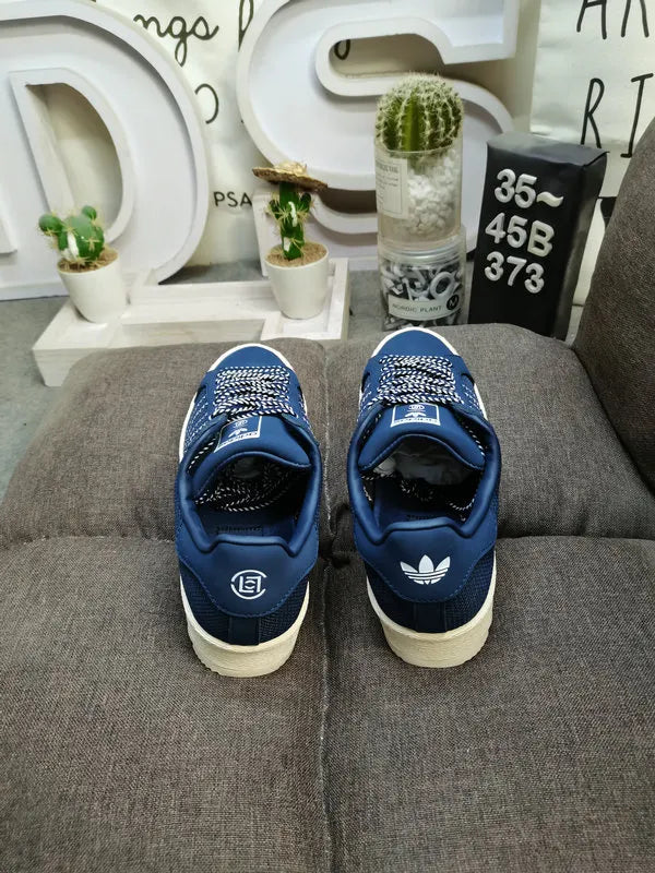 serrated Adidas Superstar Blue Textile - Hình 4