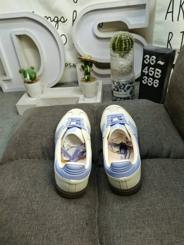retro Adidas Samba Cream Blue Stripes - Hình 4