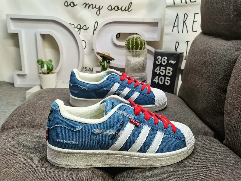 trim Adidas Superstar White Blue - Hình 9