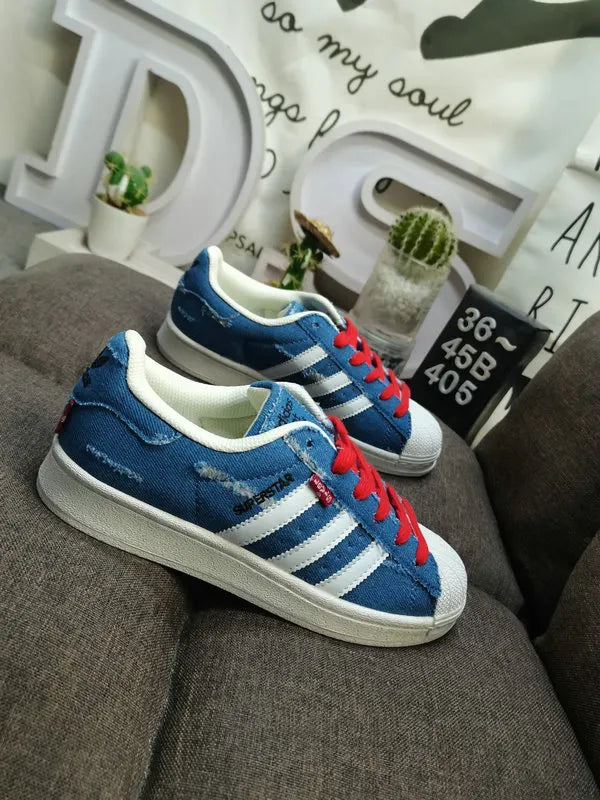 trim Adidas Superstar White Blue - Hình 11