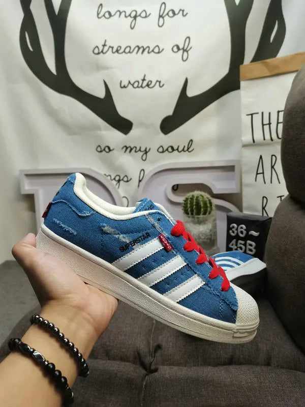 trim Adidas Superstar White Blue - Hình 14