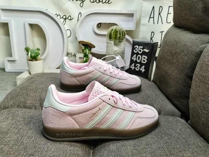 Adidas Gazelle Pink Suede Silver Stripes