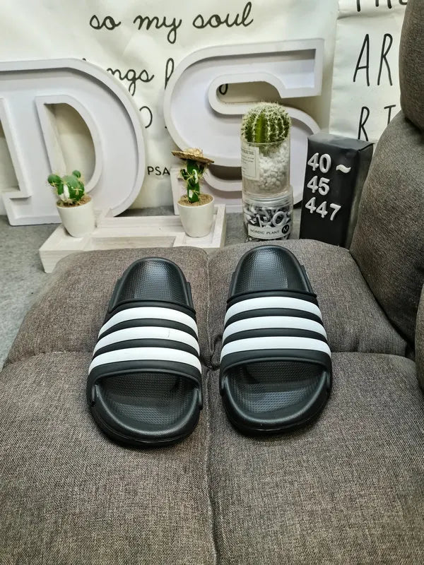 comfort Adidas Adilette Black White - Hình 2