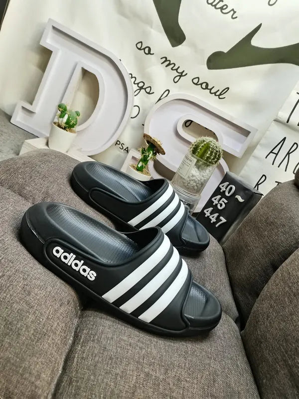 comfort Adidas Adilette Black White - Hình 3