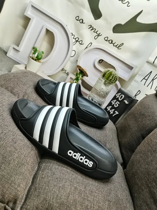 comfort Adidas Adilette Black White - Hình 5