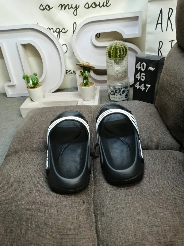 comfort Adidas Adilette Black White - Hình 4
