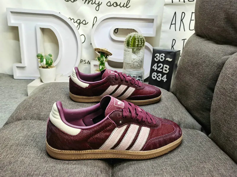 premium Adidas Samba Burgundy Fur