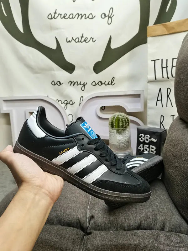 classic leather Adidas Samba Black White - Hình 5